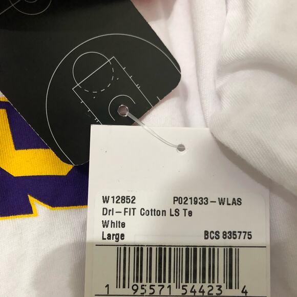 Nike‎ Dri-Fit Men's Tee Shirt Size Large White Graphic Print Long Sleeve NEW - Picture 9 of 15